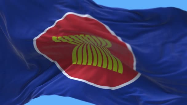 4k drapeau de l'Association des Nations de l'Asie du Sud-Est, fond de boucle en tissu . — Video