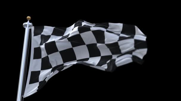4k Check Bandera ondulada tela de seda ondeando Banderas de carreras, ondeando fondo de tela . — Vídeos de Stock