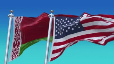 4k Amerika Birleşik Devletleri ABD ve Belarus Ulusal bayrağı pürüzsüz.