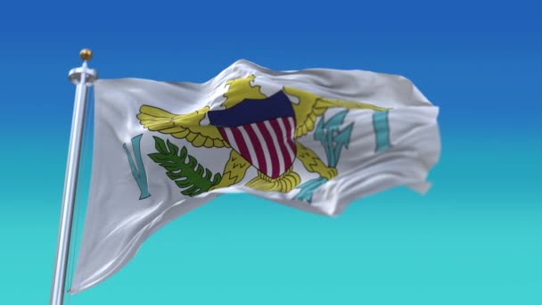 4k USA Jungfruöarna National flagga rynkor vind i himlen bakgrund. — Stockvideo