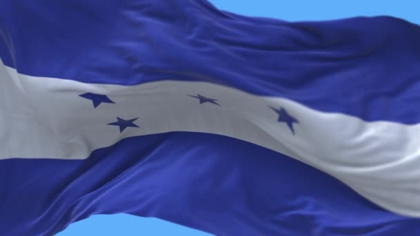 4k Honduras National flag wrinkles loop seamless wind in blue sky background. — Stock Video