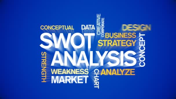 4k Swot Analyse Geanimeerde Tag Word Cloud, Tekstontwerp Animatie Typografie. — Stockvideo