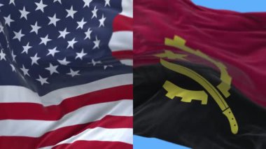 4k Amerika Birleşik Devletleri Usa ve Angola Ulusal bayrağı pürüzsüz.