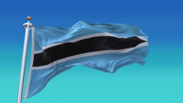 4k Botswana National flag wrinkles waving wind sky seamless loop background. — Stock Video