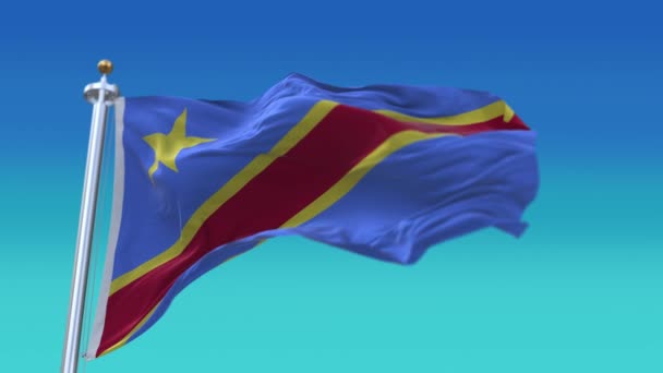 4k República Democrática do Congo Bandeira nacional Kinshasa sem costura fundo. — Vídeo de Stock