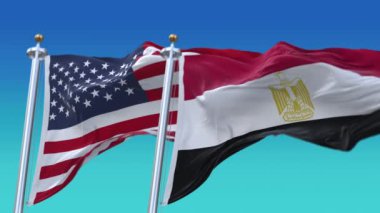 4k Amerika Birleşik Devletleri Usa ve Mısır Ulusal bayrağı pürüzsüz.