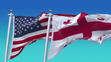 4k Amerika Birleşik Devletleri ABD ve Gürcistan bayrağı.