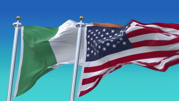 4k Stati Uniti d'America Stati Uniti d'America USA e Irlanda Bandiera nazionale senza cuciture sfondo . — Video Stock