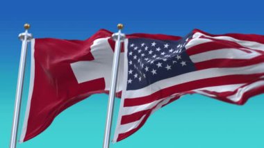 4k Amerika Birleşik Devletleri Usa ve İsviçre Ulusal Bayrağı dikişsiz taşra