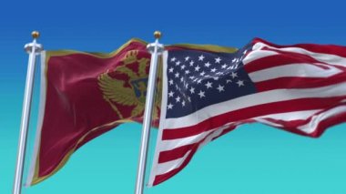 4k Amerika Birleşik Devletleri Usa ve Karadağ Ulusal bayrağı.