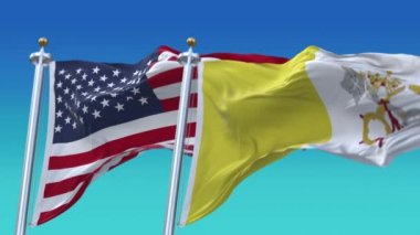 4k Amerika Birleşik Devletleri Usa ve Vatikan Ulusal bayrağı pürüzsüz.