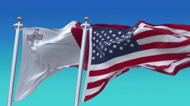 4k Amerika Birleşik Devletleri Usa ve Malta Ulusal bayrağı pürüzsüz.