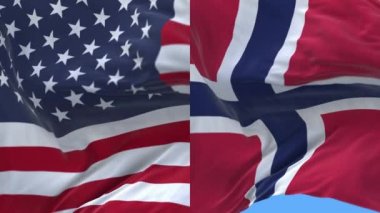 4k Amerika Birleşik Devletleri Usa ve Norveç Ulusal bayrağı pürüzsüz.