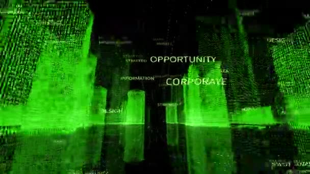 Cidade digital de Big Data de loop sem emenda 4k, Swot Analysis Animated Tag Word Cloud . — Vídeo de Stock