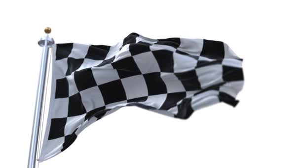 4k Controleer de vlag golvende zijde stof fladderen Racing vlaggen, zwaaien doek achtergrond. — Stockvideo