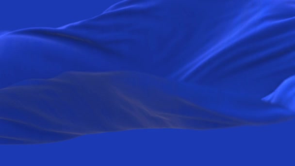 4k Синя хвиляста шовкова тканина мерехтить вітром, безшовний махаючий прапор тканини фону . — стокове відео