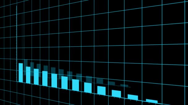 4k HUD grafikon, Bar graph fall with arrow, Üzleti digitális trend. — Stock videók