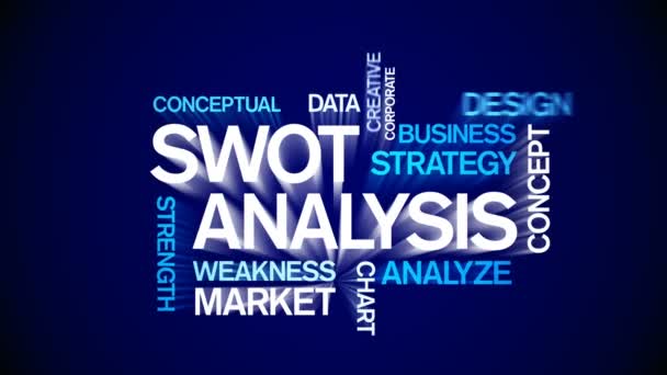 4k Swot Analysis Animált címke Word Cloud, Szövegtervezés Animációs tipográfia. — Stock videók