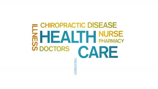 4k Health Care Animated Tag Word Cloud, Text Design Animation Typography. — Stock video