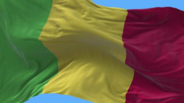 4k Mali National flag wrinkles waving wind sky seamless loop background. — Stock Video