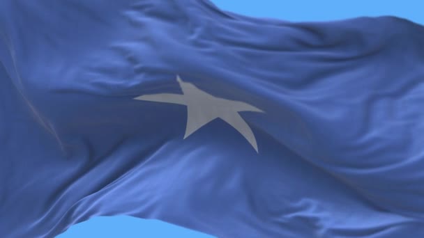 4k Somali Ulusal Bayrak Kırışıklıkları Rüzgâr gökyüzünde pürüzsüz bir döngü. — Stok video