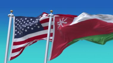 4k Amerika Birleşik Devletleri Usa ve Umman Ulusal bayrağı pürüzsüz.