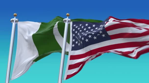 4k Stany Zjednoczone Ameryki Usa i Pakistan Flaga narodowa płynne tło. — Wideo stockowe
