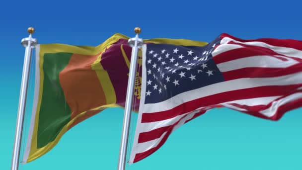 4k États-Unis d'Amérique États-Unis et Sri Lanka Drapeau national fond transparent — Video