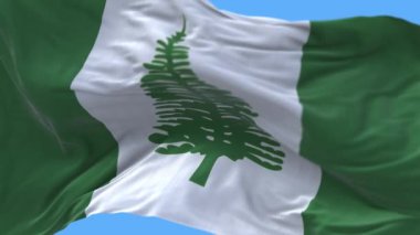 4k Norfolk Adası Ulusal Bayrak Kırışıklıkları Rüzgâr gibi dalgalanan dikdörtgen bir döngü