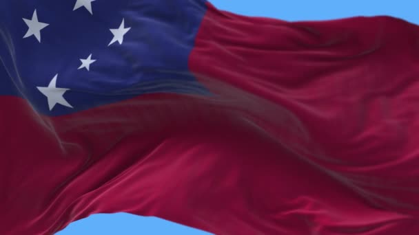 4 к Самоа Национальный флаг морщины размахивая ветром небо бесшовные петли фон . — стоковое видео
