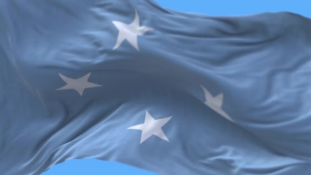 4k Micronésia Bandeira nacional rugas acenando vento céu sem costura loop fundo . — Vídeo de Stock