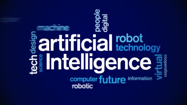 4k Intelligence artificielle Tag animé AI Word Cloud, Animation de conception de texte.