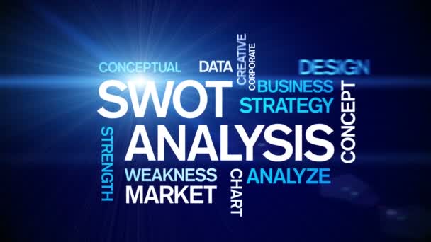 4k Swot análisis animado Tag Nube de palabras, Diseño de texto tipografía de animación. — Vídeos de Stock