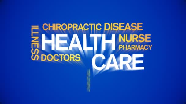 4k Soins de santé Animé Tag Word Cloud, Conception de texte Animation Typographie.