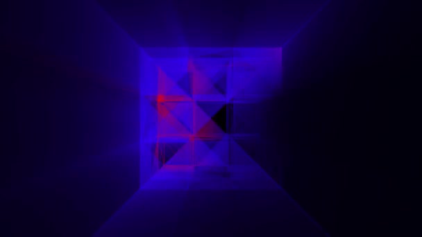 Espectro de áudio de caixa 3D 4K, cubo no núcleo de computação com fluxos de informações . — Vídeo de Stock
