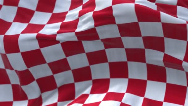 4k Checkered Race Bandeira de tecido de seda tremulando Verifique as bandeiras de corrida, ondulando pano . — Vídeo de Stock