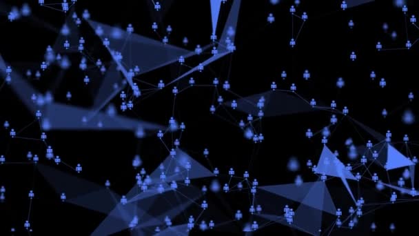 4k abstract Fondo digital con gráfico de nodos con simbo de redes sociales — Vídeos de Stock