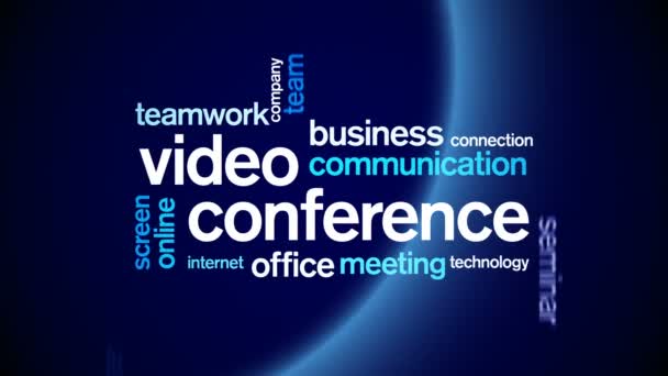 4k Video Conference Animado Tag Word Cloud, Texto Design Tipografia de Animação. — Vídeo de Stock