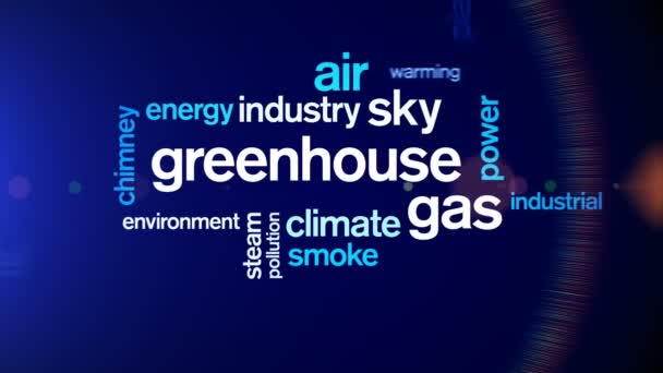 4k Greenhouse Gas Animated Tag Nube de palabras, Diseño de texto tipografía de animación. — Vídeos de Stock