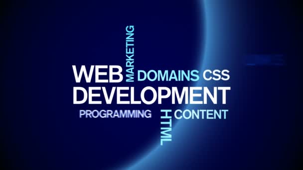 4k Web Development Animato Tag Word Cloud, Testo Design Animazione Tipografia. — Video Stock