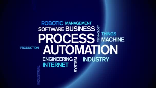 Automatización de procesos 4k Nube de palabras animada, bucle de tipografía de animación de diseño de texto — Vídeos de Stock