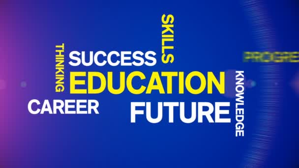 4k Éducation Animé Tag Word Cloud, Animation de conception de texte.