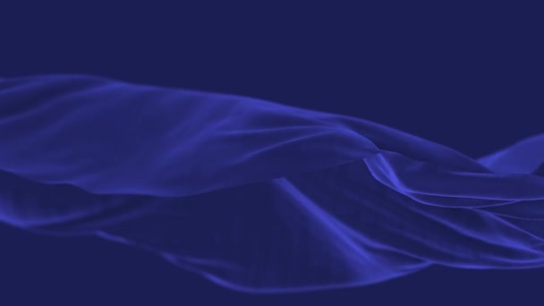 4k Синий восковой шелк на ветру, бесшовная восковая ткань на заднем фоне. — стоковое видео