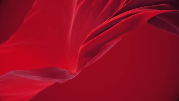 4k Червона хвиляста шовкова тканина у вітрі, безшовний хвилястий прапор тканини петлі фону . — стокове відео