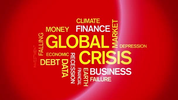 4k Wereldwijde crisis Geanimeerde Word Cloud, Tekstontwerp Animatie Kinetische Typografie. — Stockvideo