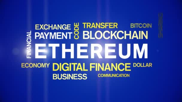 4k Ethereum Animated Tag eth Word Cloud, Äther Text Kinetische Typografie Schleife. — Stockvideo