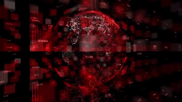 4k Business globe de données numériques, téléchargement de données satellite, réseau planète terre.