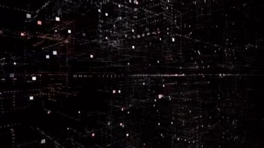 4k Blokchain Canlandırılmış Etiket Kelime Bulutu, Matrix ikili bilgisayar kod animasyonu.