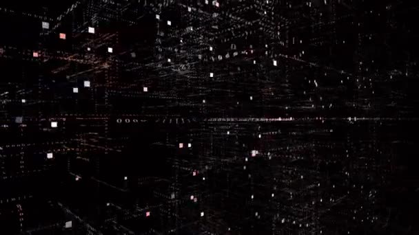 4k Blokchain Canlandırılmış Etiket Kelime Bulutu, Matrix ikili bilgisayar kod animasyonu. — Stok video