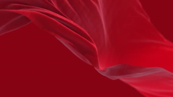 4k tissu de soie ondulé rouge dans le vent, sans couture agitant drapeau tissu boucle fond. — Video